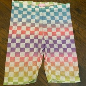 Rainbow checkered biker shorts